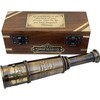 Thoreau's Go Confidently Quote Engraved Brass Telescope with Wooden Box,