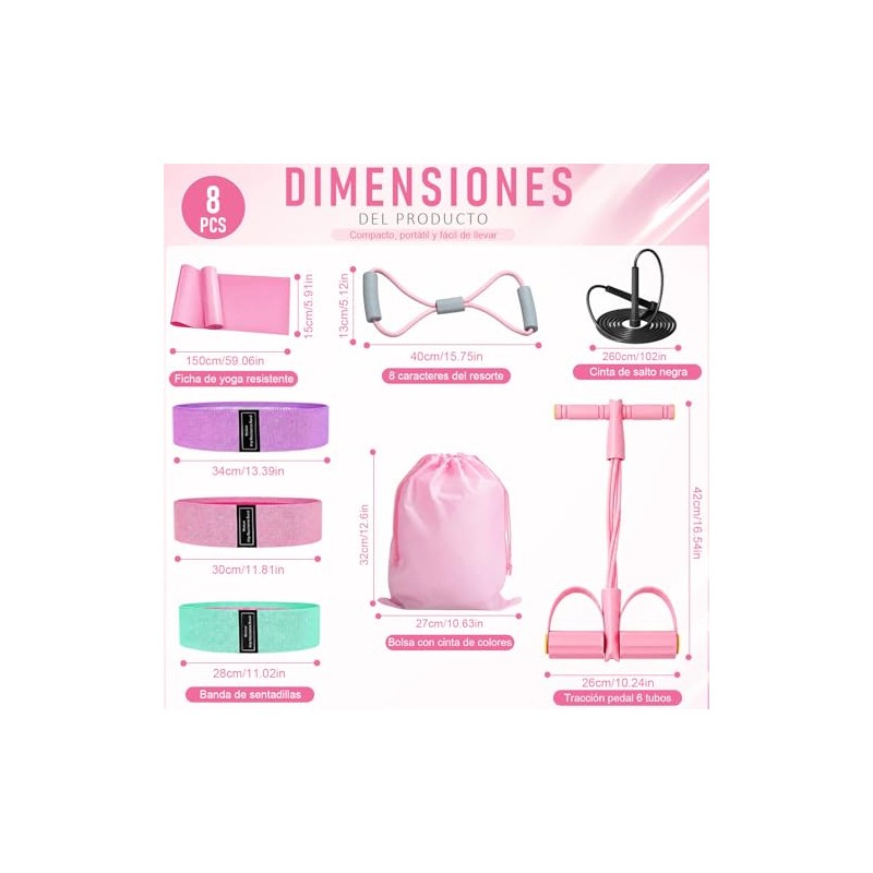 Bandas de Resistencia Elasticas, 8PCS Cuerda Tensión Multifunción, Extractor de