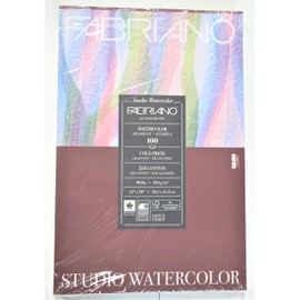 Fabriano Studio Cotton Alpha Cellulose Acid-Free Cold Press Watercolor Paper School Pack, 90 lb, 12 X 18 in, Pack of 100