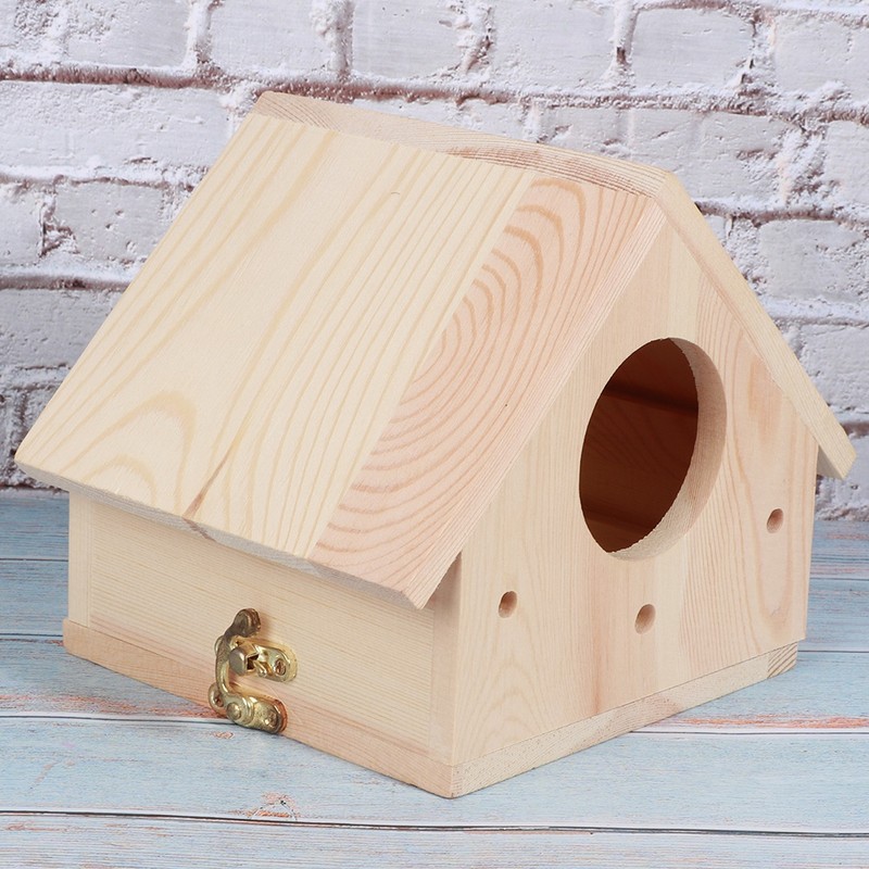 Outdoor Innovative Wooden Bird House Birds Nesting Breeding Cage Ornament