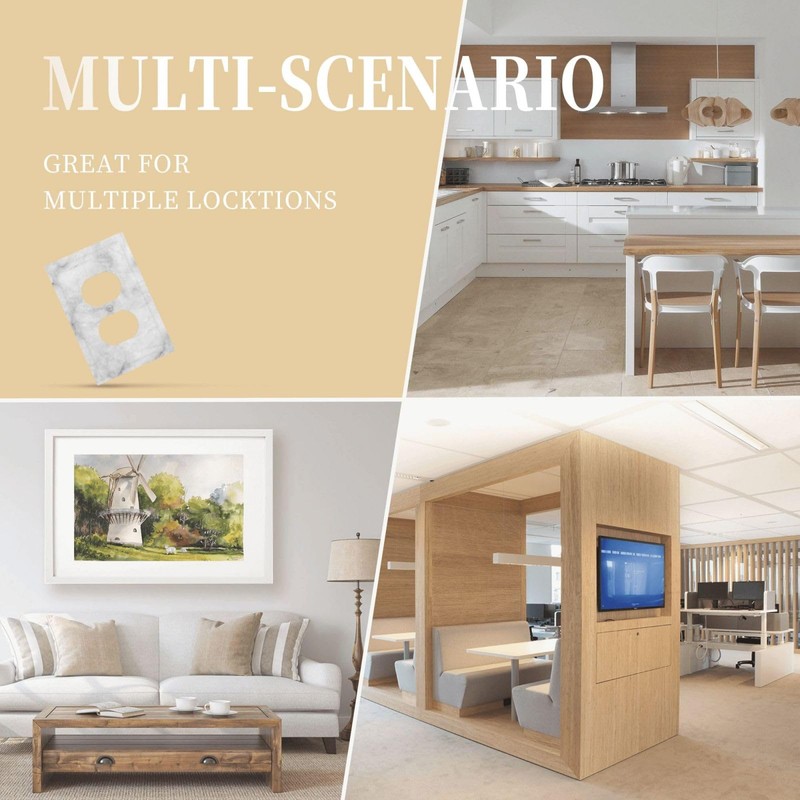 White Grey Marble Electrical Outlet Cover Decorative Wall Plate Single