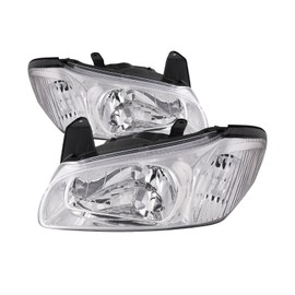 HEADLIGHTSDEPOT Chrome Housing Halogen Headlights Compatible With Nissan Maxima 2000-2001 Includes Left Driver and Right Passenger Side Headlamps