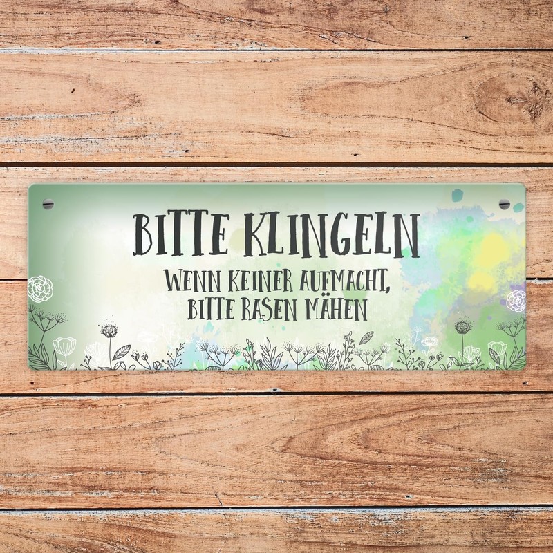 Metal Sign with German Text "Bitte klingeln - Wenn keiner
