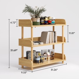MXV 3-Tier Wooden Open Bookshelf, Modern Display Shelf with Standing Storage Rack, Multifunctional Bookcase for Home and Office, Living Room, Bedroom, Library (Oak, 3-Tier)