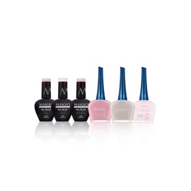 MASGLO Traditional and Gel Polish Kit Natural Elegance 6 PCs (3 Traditional and 3 Gel Polish) - Kit 3 tonos tradicionales y 3 tonos semipermanentes