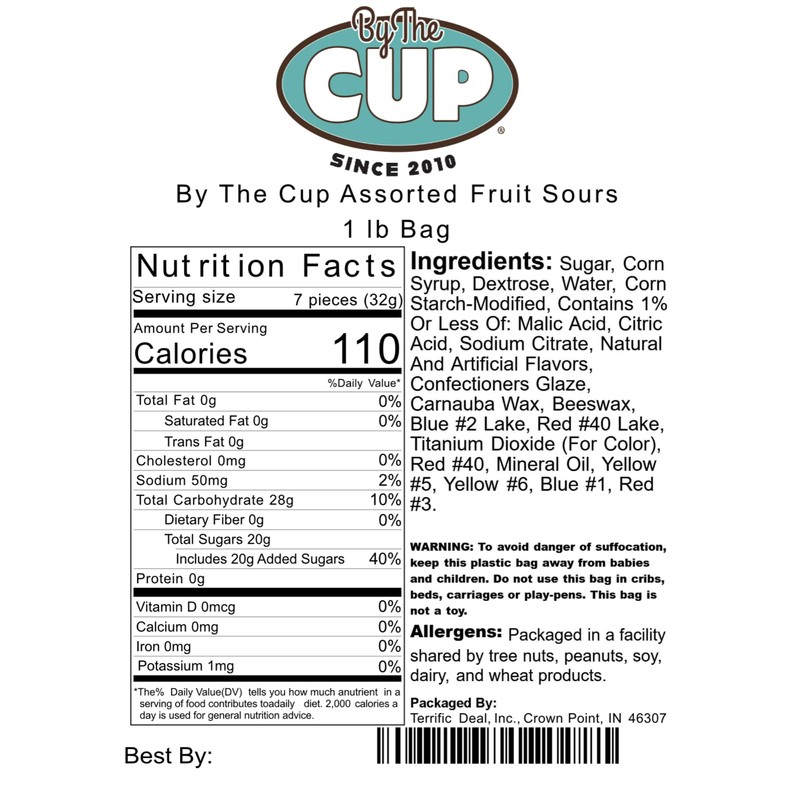 By The Cup Assorted Fruit Sours, 1 lb Bag