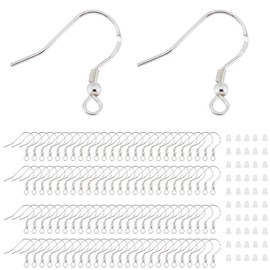 RCIDOS Pack of 200 ear hooks, silver 925, earrings made of silver, hypoallergenic ear hooks, for jewellery making, for making DIY earrings, crafts