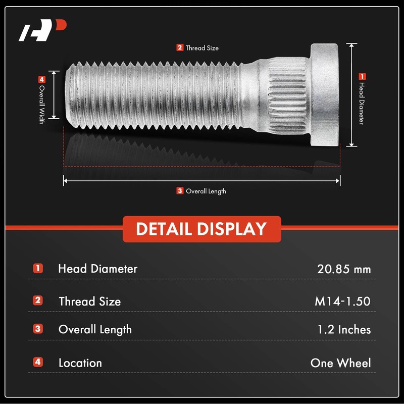 A-Premium M14-1.50 Wheel Studs Compatible with Dodge Challenger 2008-2021 Charger