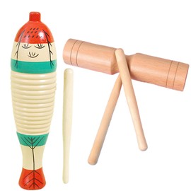 Silver & Style Musical Instrument Wood Block Guillo, Percussion Instrument Set, Rhythm Play (Wood Block Guillo)