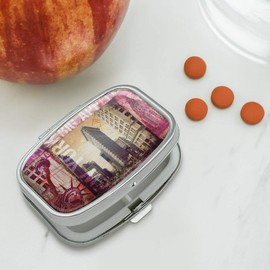 New York City Big Apple Art Collage Rectangle Pill Case Trinket Gift Box