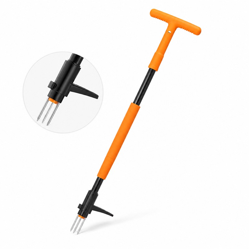 Stand-Up Weed Puller Tool for Home Gardens – 3-Claw Long