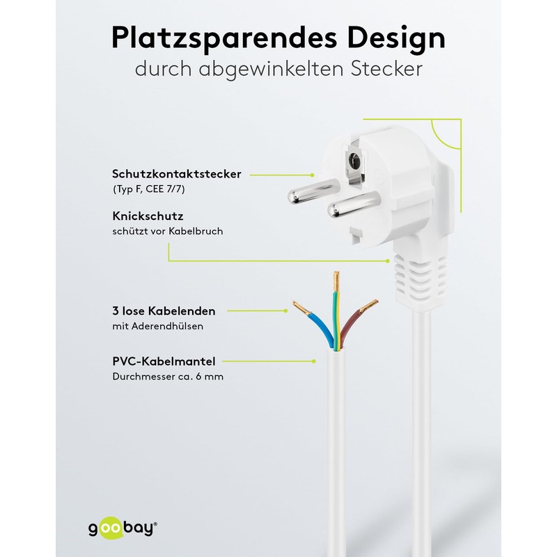 Goobay 93977 power cable White 1.5 m 93977, 1.5 m,