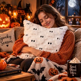 Halloween Imp Pillow Cover for Home Decor – 3D Embroidered PVC Cushion Case for Christmas & Holiday Party Decoration