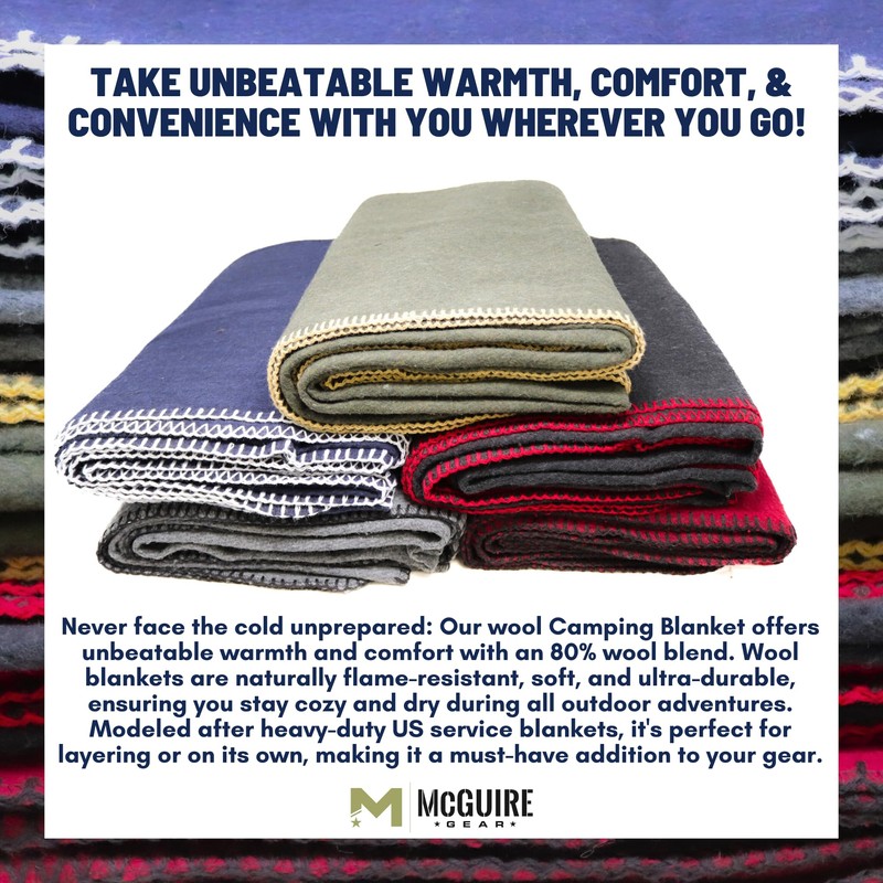 M MCGUIRE GEAR Heavy Duty Wool Blanket, Survival, Emergency, and