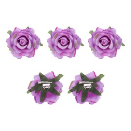 MECCANIXITY 5 Pcs Rose Flower Hair Clips 4 Inch Flower Hair Pins Flower Brooch for Women Hair Accessories Colorful Purple