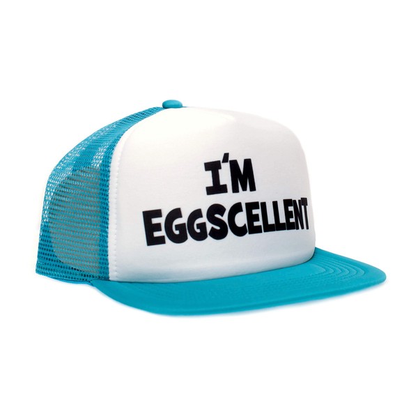 I'm Eggscellent Unisex-Adult Trucker Hat -One-Size Aqua/White