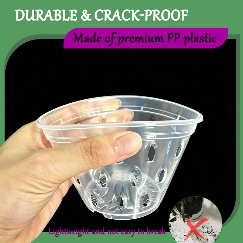 Gyfofix 5 Pack 5.5 Inch Clear Plastic Orchid Pots with