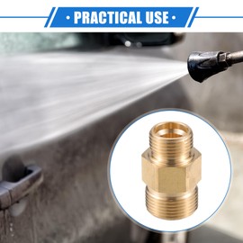 VekAuto Pressure Washer Connector, M18x1.5 to M22x1.5 Male Adapter Brass Screw Hose Connector Universal for Pressure Washers in Copper Tone