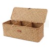 Moosky Wicker Shelf Baskets with Lid,Rectangular Seagrass Woven Storage Baskets
