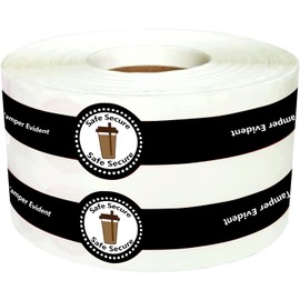 Safe Secure Tamper Evident Seals,Drink-Safety Food Coffee Milk Tea Ice Cream Seal Labels with Middle Protection for Freshness,to Go Cup,9x1 Inch,500 Pcs