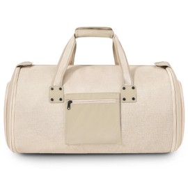 Richeart Garment Bags for Travel - Brand Zipper - Water Repellent Garment Bag with Shoe Compartment - 2 in 1 Convertible Suit Bag Travel with Shoe Bags - Large Khaki