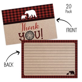 Lumberjack Baby Shower Thank You Cards, Boy Baby, Mama Bear Baby Shower Favor, Woodland Baby Shower, 20 Thank You Cards and Envelopes