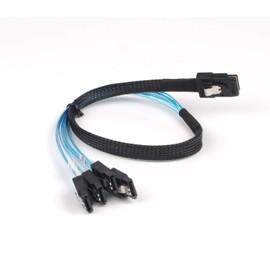 Mini SAS 36Pin (SFF-8087) Male to 4 SATA 7Pin Female Cable, Mini SAS Host/Controller to 4 SATA Target/Backplane, 0.5M