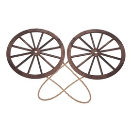 Totority 2pcs Vintage Wooden Cartwheel Wall Art Rustic Decor for Home and Garden Wild West Theme Cowboy Decoration Easy Wall Mount Durable Wooden Material for Enhancing Room Aesthetic