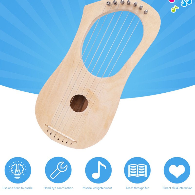 Lyre Harp 7 Strings DIY Kit Basswood Instrument with Tuning