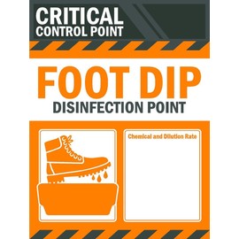 Critical control point, foot dip, disinfection point, safety sign - 3mm Aluminium sign (300mm x 200mm)