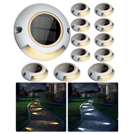 FabStyl Solar Driveway Lights Outdoor Waterproof,2 Color Modes Outdoor Solar Deck Dock Warning Step Lights for Driveway Marker Sidewalk Garden Pathway Yard (12 Pack)