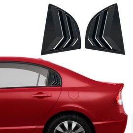 XYHGM for Honda Civic 8th Gen 2006 2007 2008 2009 2010 2011 Window Louvers Rear Side Window Louvers Air Vent Scoop Shades Cover Blinds Trim Exterior Accessories 2PCS(Bright Pitch Black)