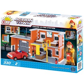 COBI 1477 Action Town-Engine13 Fire Station (330 Pcs) Construction Toys, red, White