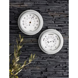 Garden Trading St Ives Barometer Crafted in Galvanised Steel | Indoor And Outdoor Use | Depth 5 X Diameter 22cm