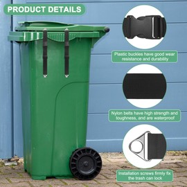 M METERXITY 1-Set Trash Can Locks for Animals, 14.2-17.7 Inch Adjustable Stainless Steel Buckle Type Raccoons Bear Proof for Out Door Garbage Can, Lid Garbage Can Lock Easy to Install [Black]