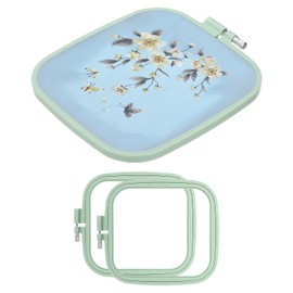 PATIKIL 2 Pieces Square Embroidery Hoops Square Cross Stitch Hoops Frames ABS Plastic Embroidery Hoops for DIY Sewing Tools for Art Craft, Light Green