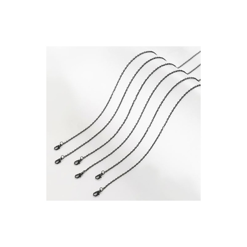 Lemonkey 24 Pack Necklace Chains Bulk,Black Plated DIY Cable Link