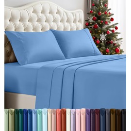 Utopia Bedding King Sheet Set – 4 Piece Bed Sheets for King Size Bed, Soft and Breathable Microfiber, Includes 1 Fitted Sheet, 1 Flat Sheet and 2 Pillowcases (Dutch Blue)