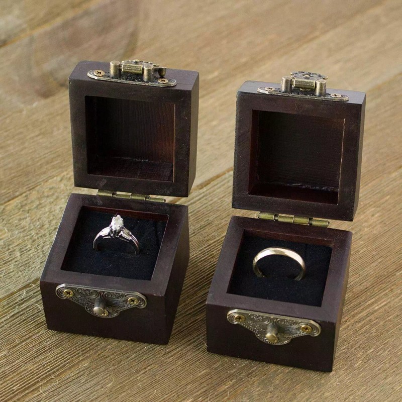 Ella Celebration 2pc Wood Ring Boxes for Wedding Ceremony Elegant