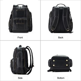 CENUNCO Genuine Leather Backpack for Man and Woman Large Capacity Leather Knapsack Satchel16 inches Laptop Rucksack Bag