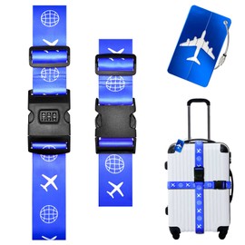 Eurtes Luggage Strap Password Luggage Strap Luggage Strap Adjustable Suitcase Strap Luggage Tag Cross Luggage Belt (Blue)