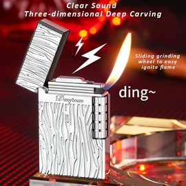 Vintage Lighter Cool Pipe Lighters Refillable Butane Lighters Side Wheel Lighters Unique Lighter Gifts for Outdoor Camping Men's Gifts (Gold)