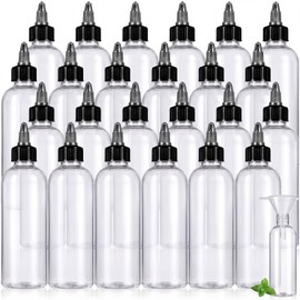 24 Pcs 3 oz Squeeze Applicator Bottles for Hair Oiling, Clear