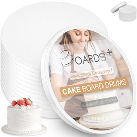BOARDS+ Sleek Cake Drums 10 Inch (14 Pack) | 1/2" Thick Cake Rounds | Free Prop Up Tool | Sturdy Professional Looking & Greaseproof Circles for Heavy/Tiered Cakes