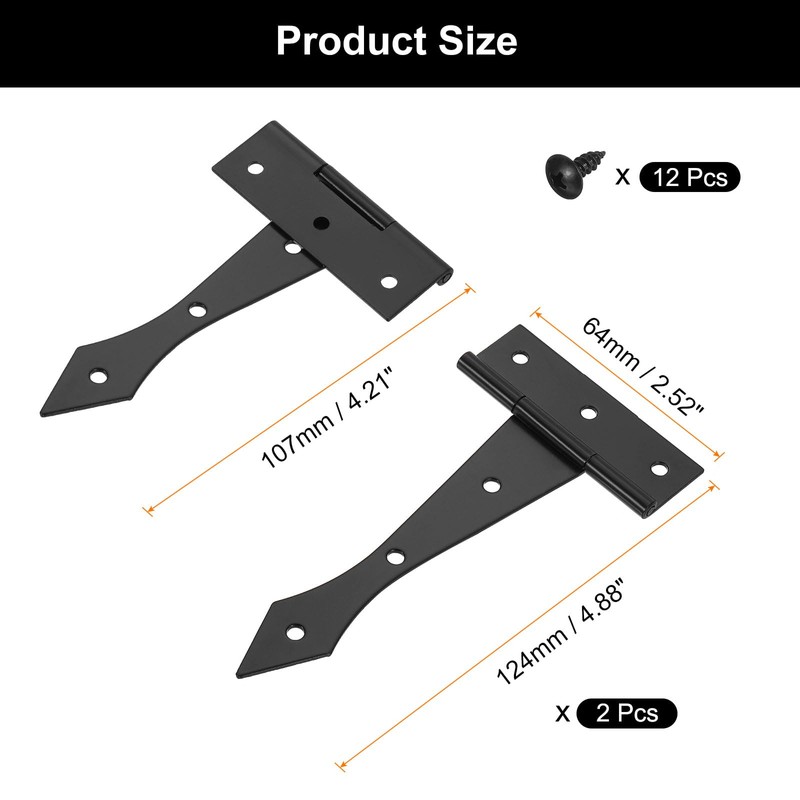 sourcing map 4 Inch Door Tee Hinge, 2Pcs t Strap