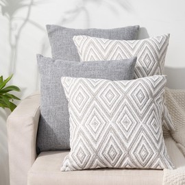 HPUK Decorative Throw Pillow Covers Set of 4 Couch Pillows Accent Cushion Cover for Couch Sofa Living Room, 20"x20" inches, Grey