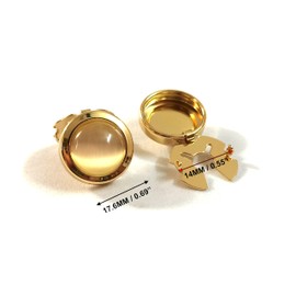 Climple Button Covers Cufflinks for Men Woman, Gold Button Covers for Mens Dress Shirts - Champagne Bead Cats Eye Effect Cufflinks Clasp Non-Sewing