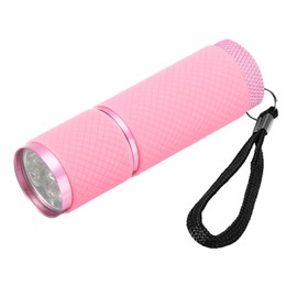 PATIKIL 9 LED Glow in Dark Flashlights, Mini Aluminum Flashlight Rubber Coated Flashlight with Strap for Camping, Hiking, Party, Pink