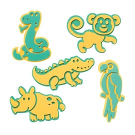 Baker Ross FE208 Jungle Animal Foam Stamps, Craft Stamps, Stamp Sets for Kids, Ideal for Kids Arts and Crafts Projects, Pack of 10