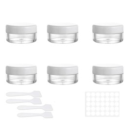 Empty Sample Pots, 30 Pcs Empty Plastic Cosmetic Jars, Clear Travel Cosmetic Container, Mini Cosmetic Containers, for Face Creams, Sample, Make-Up(White,5ml)